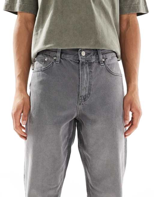 ASOS DESIGN baggy low rise jeans in gray