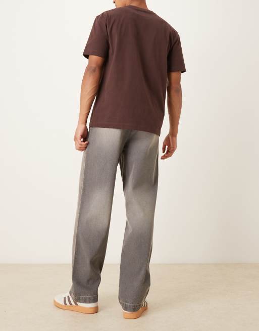 ASOS DESIGN - Baggy jeans in grijs met wassing en bruine tint, 3 van 5