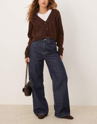 ASOS DESIGN - Baggy-Jeans in Indigoblau mit hohem Bund