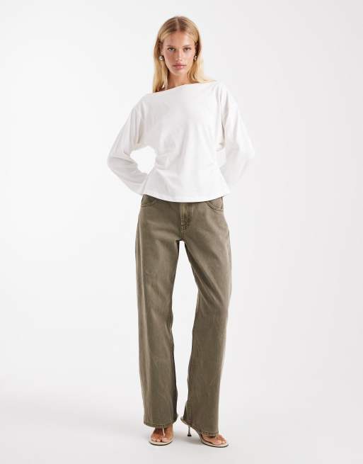 ASOS DESIGN baggy jeans in khaki