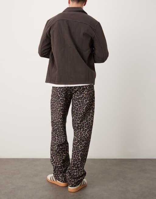 ASOS DESIGN baggy jeans in leopard print