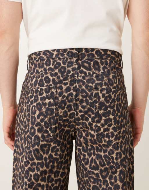 ASOS DESIGN baggy jeans in leopard print