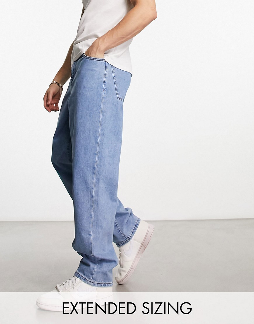 ASOS DESIGN baggy jeans in light stone wash-Blue