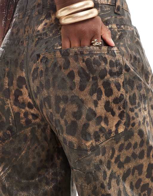 ASOS DESIGN  baggy  jeans in metallic leopard print, 3 of 5