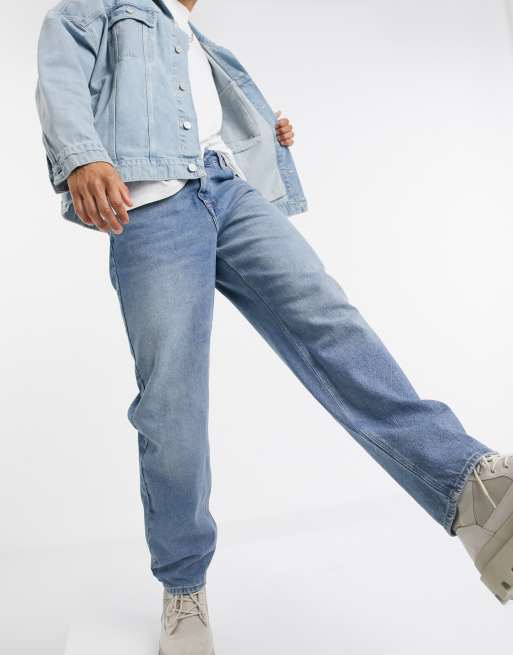 blue wash baggy jeans