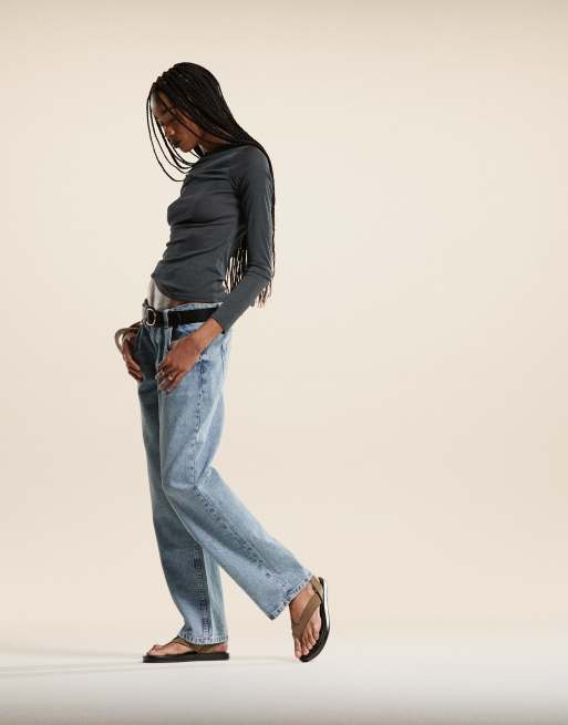 ASOS DESIGN baggy jeans in mid blue