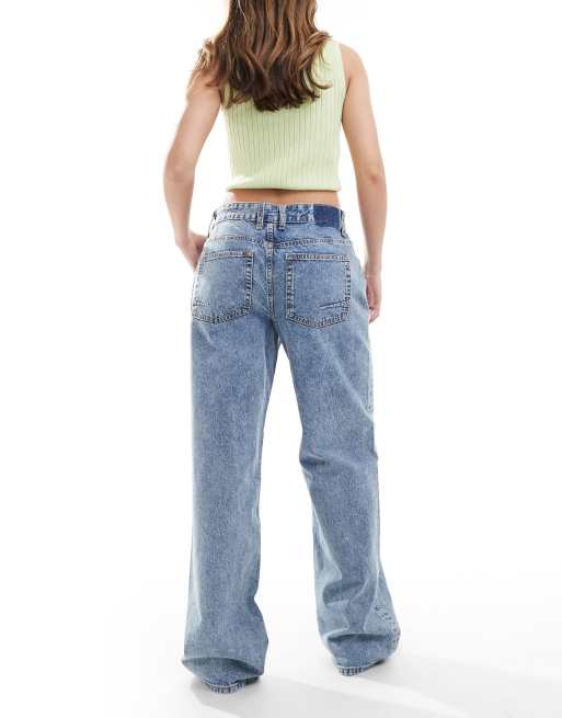ASOS DESIGN baggy boyfriend jeans in mid blue