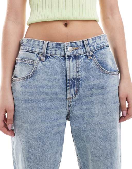 ASOS DESIGN baggy boyfriend jeans in mid blue