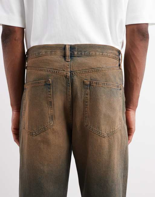 ASOS DESIGN - Baggy jeans in mid-wash blauw met bruine tint, 4 van 5