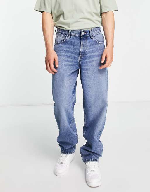 ASOS DESIGN baggy jeans in mid wash blue | ASOS