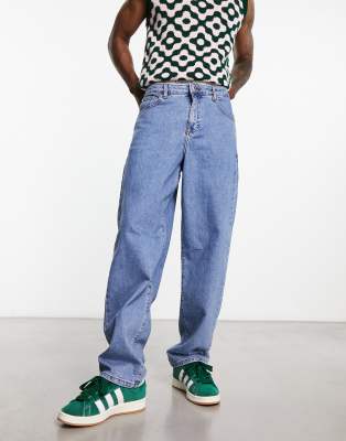 ASOS DESIGN baggy jeans in mid wash blue