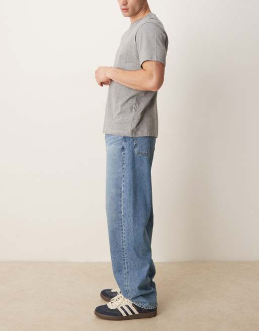 ASOS DESIGN baggy jeans in mid wash blue