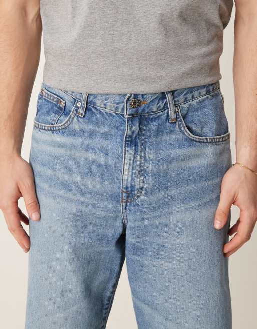 ASOS DESIGN baggy jeans in mid wash blue