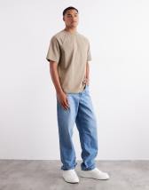 ASOS DESIGN boxy oversized t-shirt with text graphic in black