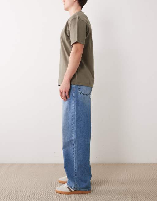 ASOS DESIGN baggy jeans in mid wash blue, 3 of 5