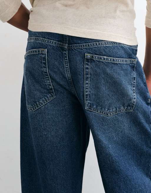 ASOS DESIGN baggy jeans in middenblauw met zichtbare knopen, 4 van 5