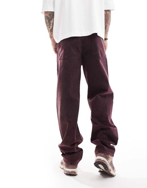 ASOS DESIGN baggy jeans in pink wash, 4 of 5