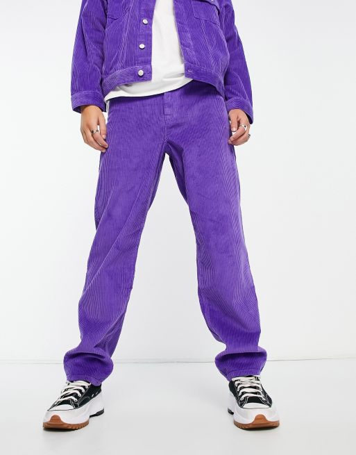 ASOS DESIGN baggy jeans in purple corduroy (part of a set)