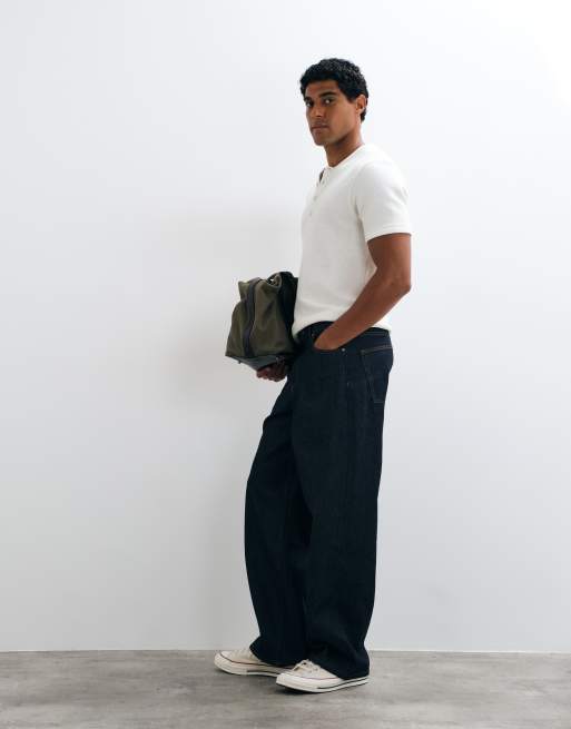 ASOS DESIGN baggy jeans in raw indigo, 3 of 5