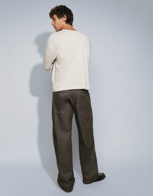 ASOS DESIGN baggy jeans in raw kaki, 5 van 5