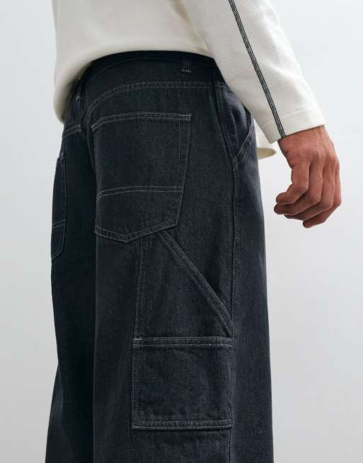 ASOS DESIGN baggy jeans in raw wash black, 2 of 5