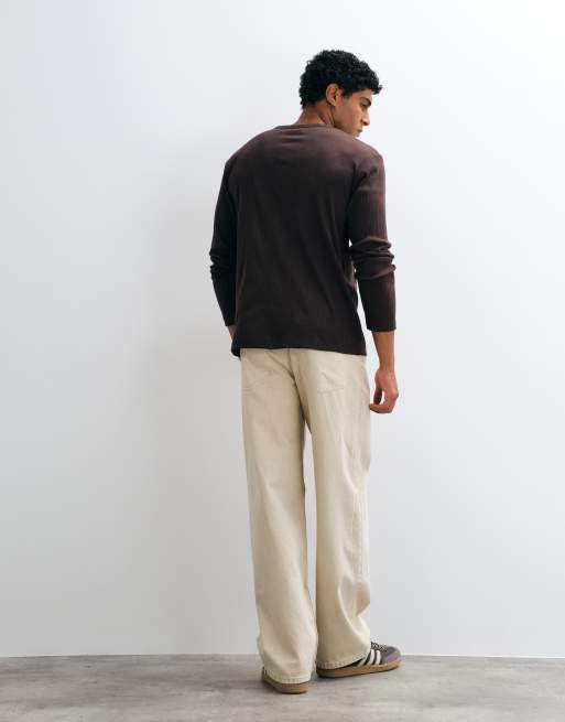 ASOS DESIGN baggy jeans in stone, 4 of 5