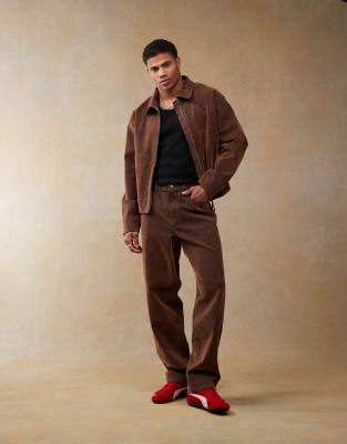 Asos Design Baggy Jeans In Brown