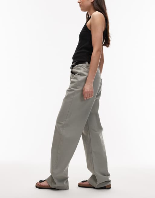 ASOS DESIGN – Baggy-Jeans in verwaschenem Salbeigrün mit niedrigem Bund, 3 von 5