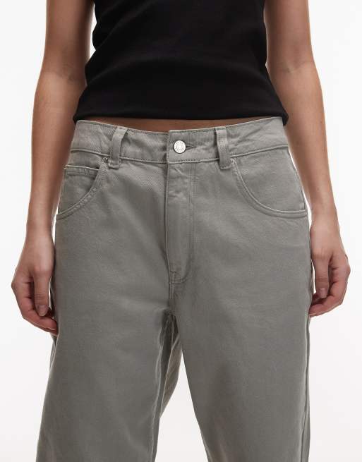 ASOS DESIGN – Baggy-Jeans in verwaschenem Salbeigrün mit niedrigem Bund, 5 von 5