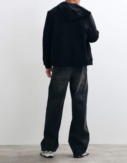 ASOS DESIGN Baggy Jeans in verwaschenem Schwarz mit Rissen und elastischem Bund, 3 von 5