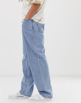 Mode Spijkerbroeken Baggy jeans Asos Baggy jeans lichtgrijs-blauw Metalen elementen 