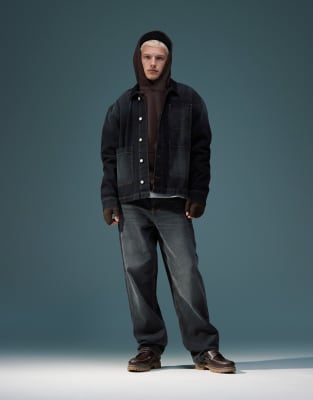 Asos Design Wide Hem Baggy Jeans In Gray Wash