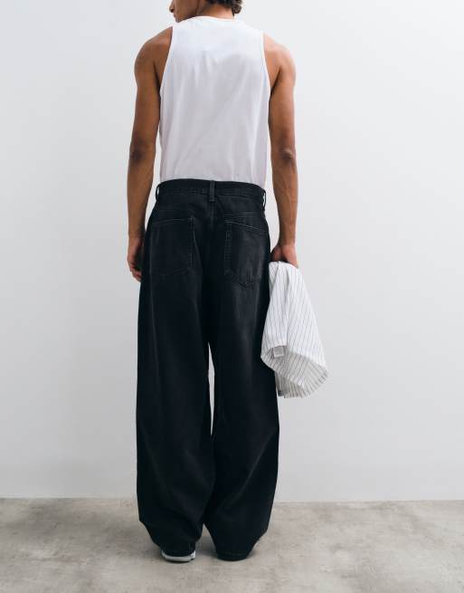 ASOS DESIGN baggy jeans in washed black, 3 of 5