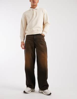 Asos Design Baggy Jeans In Brown