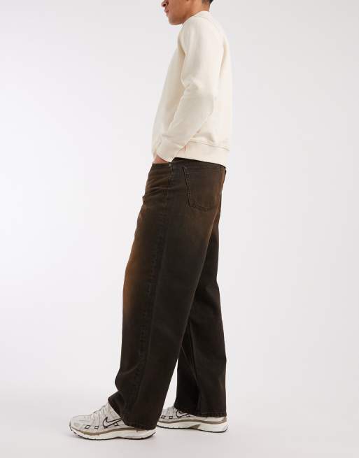 ASOS DESIGN baggy jeans in washed brown, 2 of 5