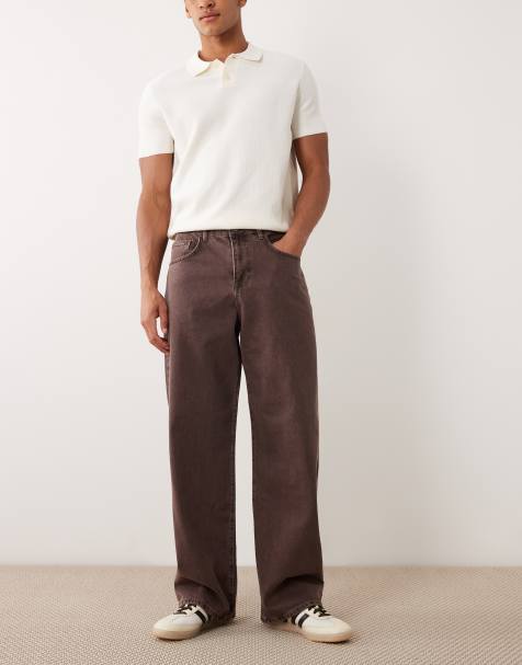 ASOS DESIGN baggy jeans in washed brown - view 1