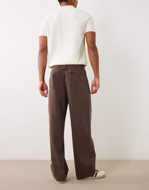 ASOS DESIGN baggy jeans in washed brown, 3 of 5
