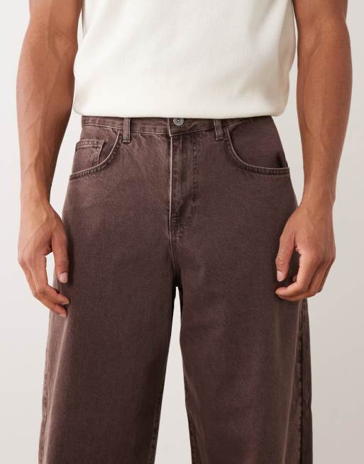 ASOS DESIGN baggy jeans in washed brown, 4 of 5