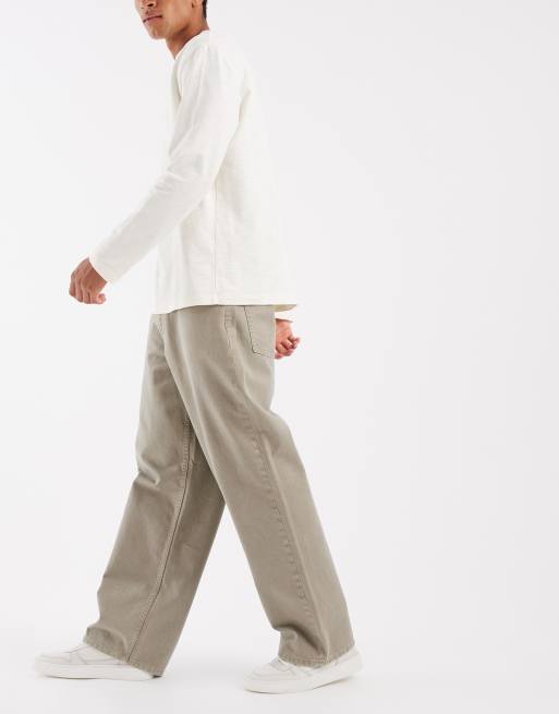 ASOS DESIGN baggy jeans in washed khaki, 2 of 5