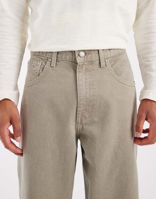 ASOS DESIGN baggy jeans in washed khaki, 4 of 5