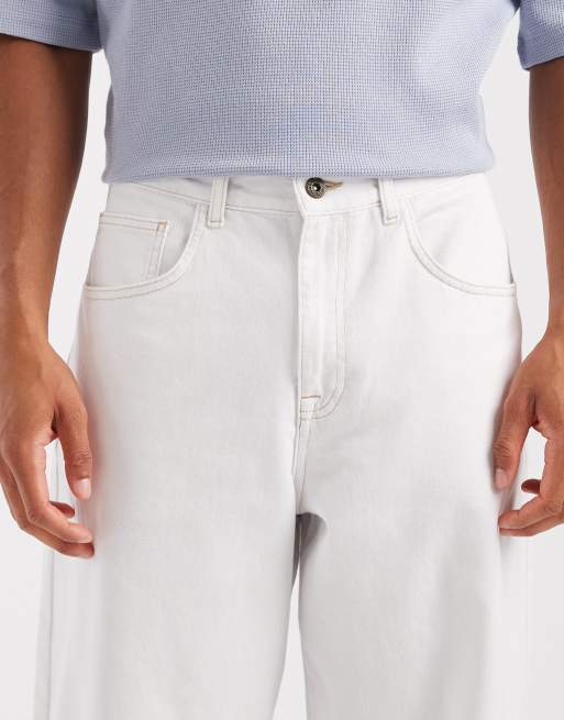 ASOS DESIGN – Baggy-Jeans in Weiß mit Kontrastnaht, 5 von 5