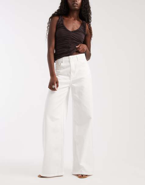 ASOS DESIGN baggy jeans med murarkrage i vitt - view 1
