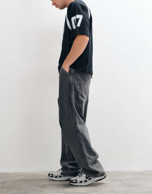 ASOS DESIGN baggy jeans med resår i midjan i tvättad grå, 2 av 5