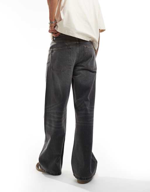 ASOS DESIGN - Baggy jeans met brede zoom in grijs met wassing, 4 van 5
