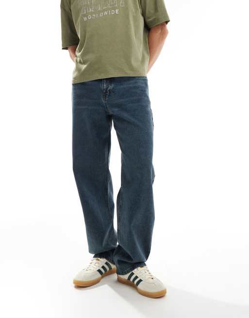 ASOS DESIGN - Baggy jeans met groene tint