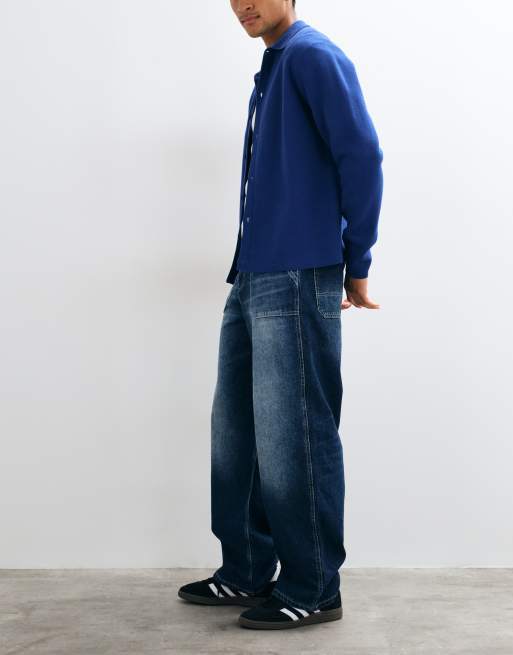 ASOS DESIGN baggy jeans met opgestikte zakken in middenblauw, 2 van 5