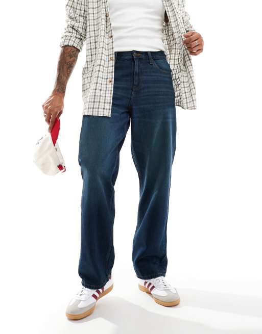 ASOS DESIGN - Baggy jeans met tint in donkere wassing blauw 