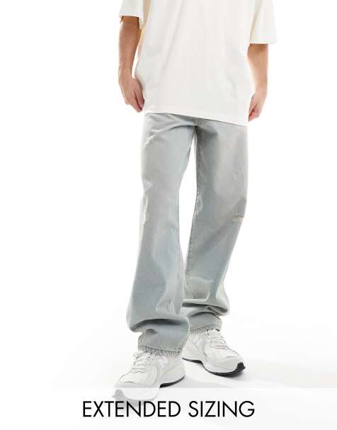 ASOS DESIGN baggy jeans with abrasions in light wash - view 1