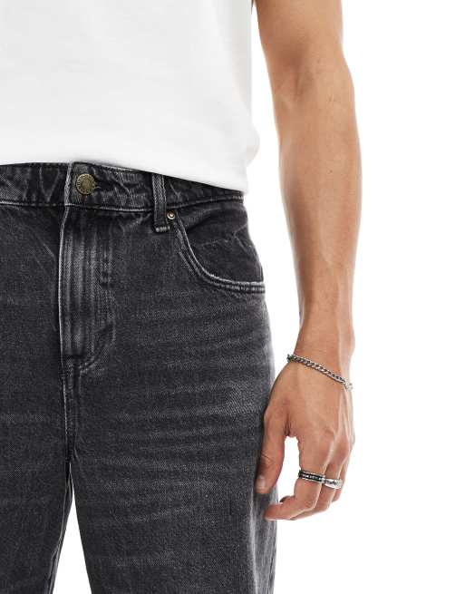 ASOS DESIGN baggy jeans with abrasions in vintage washed black, 4 of 5