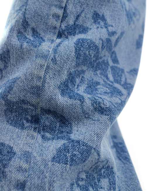 ASOS DESIGN baggy jeans with all over floral print in mid wash , 3 of 5